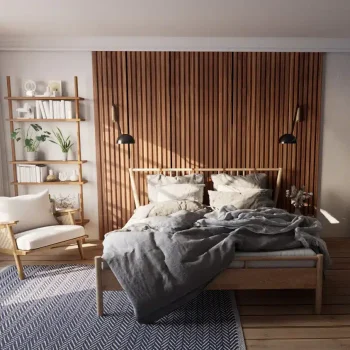 midcentury-bedroom_wood_slat_accent_wall